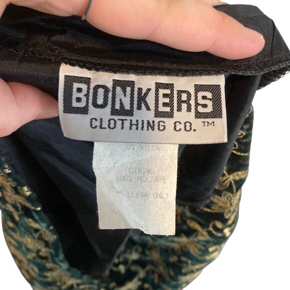 Vintage Velvet Vest Womens Sz Medium Green Gold Embroidered Victorian Romantic - Picture 7 of 16